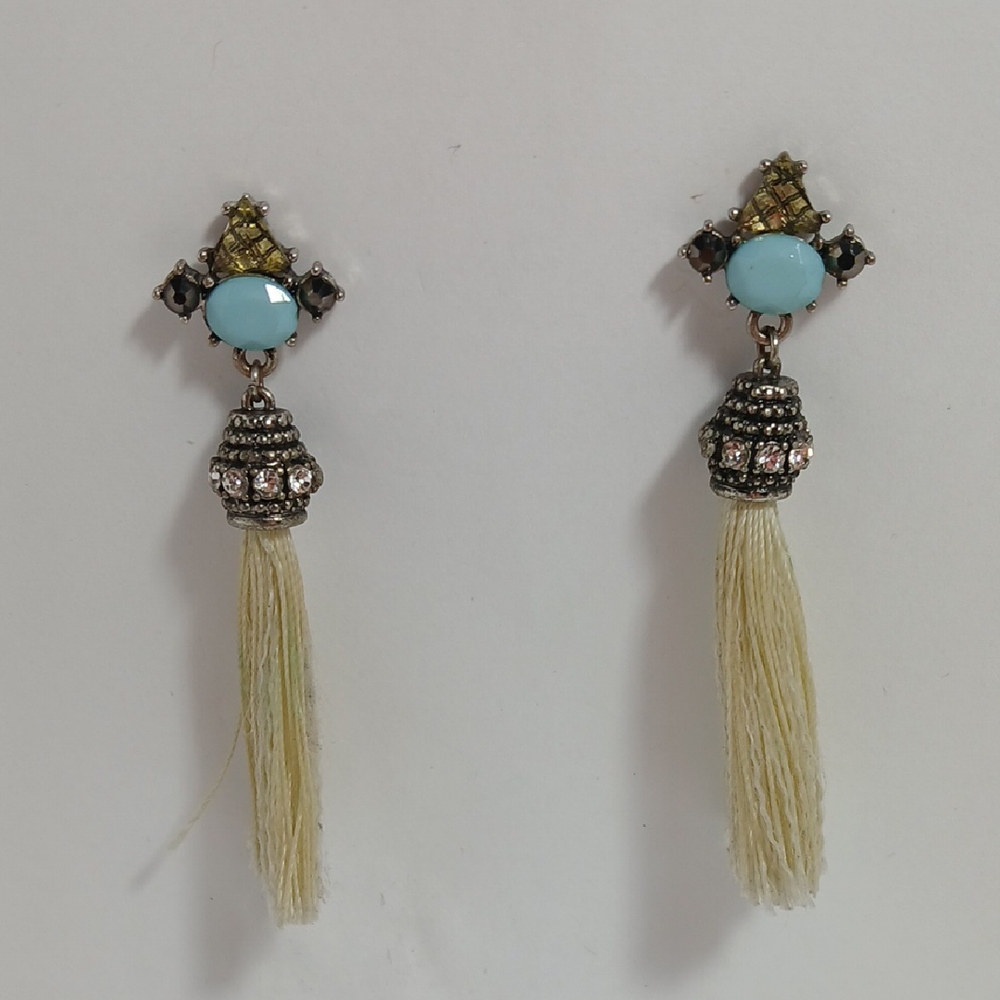 Elegant Silver and Cream Tassel Earrings